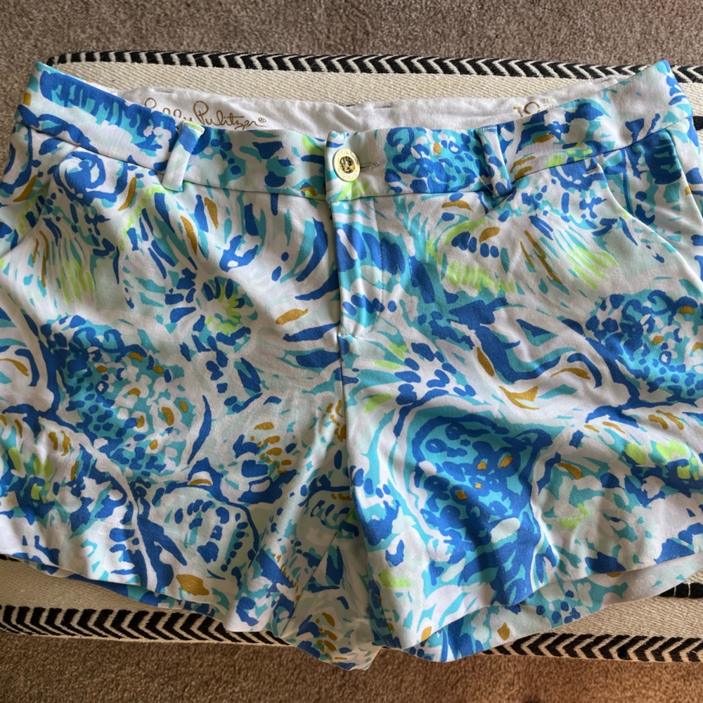 Lilly Pulitzer Blue White Green Patterned Women's Shorts